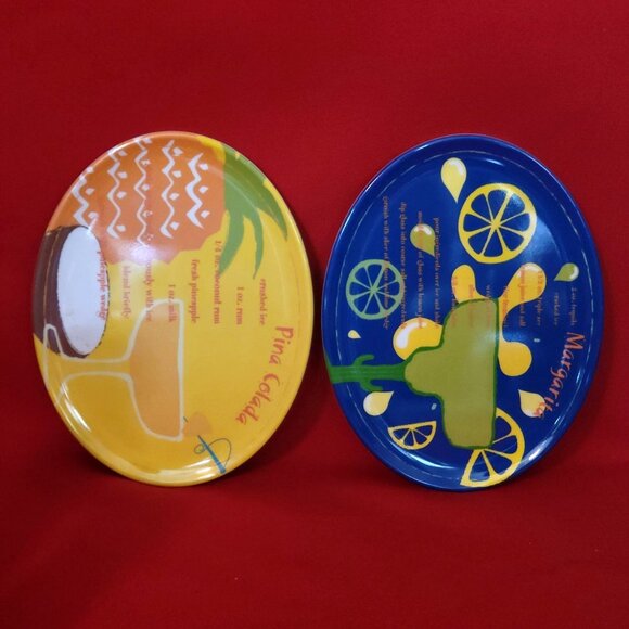 Precidio Melamine Snack Plate Pinacolada Margarita Recipe Set of 2 - Picture 3 of 11